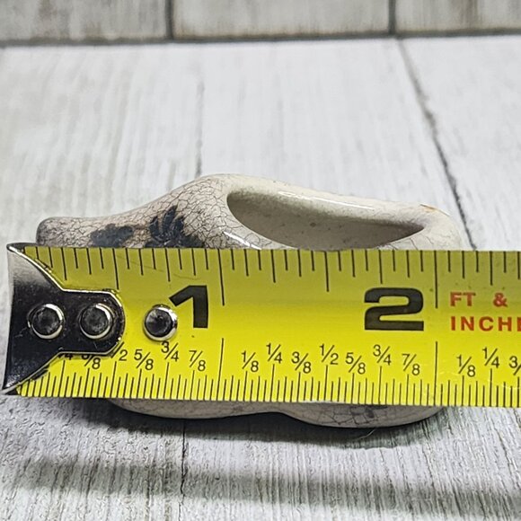 Vintage Miniature Porcelain Clog Shoe Figurine Hand Painted Glazed 2'' Gray - Picture 6 of 7